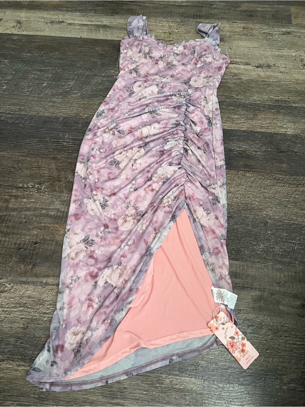 SHEIN Lavender Floral Dress with Pink Lining